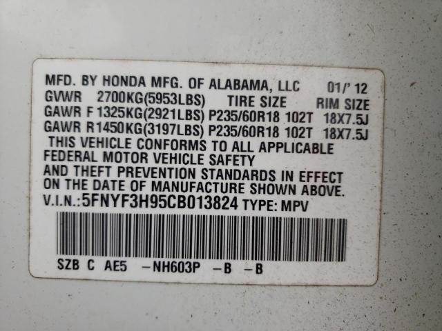 Photo 10 from auction – 2012 HONDA PILOT TOUR with VIN 5FNYF3H95CB013824