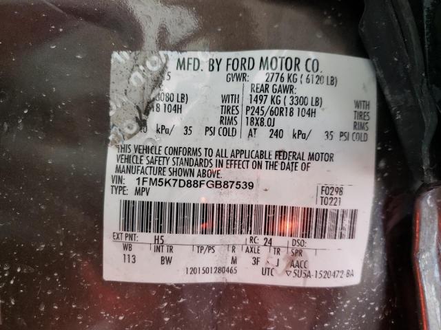 Foto 10 de la subasta – 2015 FORD EXPLORER X con VIN 1FM5K7D88FGB87539