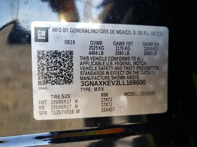 Photo 10 from auction – 2020 CHEVROLET EQUINOX LT with VIN 3GNAXKEV2LL169600