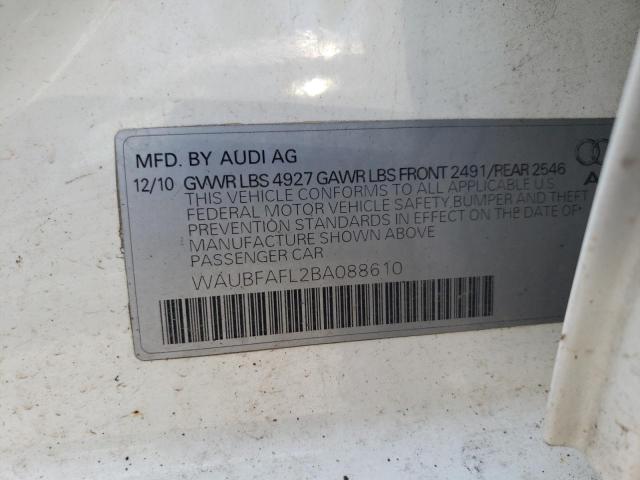Photo 10 from auction – 2011 AUDI A4 PREMIUM with VIN WAUBFAFL2BA088610