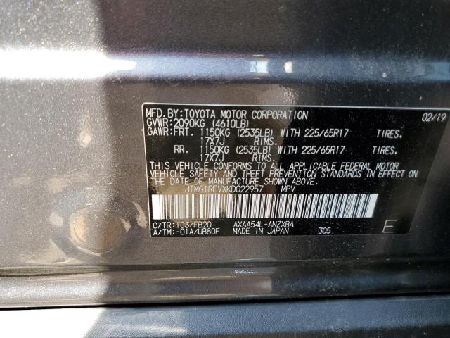 Photo 10 from auction – 2019 TOYOTA RAV4 LE with VIN JTMG1RFVXKD022957
