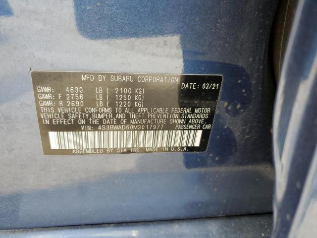 Photo 10 from auction – 2021 SUBARU LEGACY PRE with VIN 4S3BWAD60M3017977