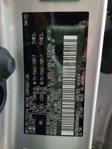 Photo 10 from auction – 2022 TOYOTA 4RUNNER SR with VIN JTEFU5JRXN5271906