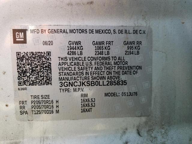Photo 10 from auction – 2020 CHEVROLET TRAX LS with VIN 3GNCJKSB0LL285835