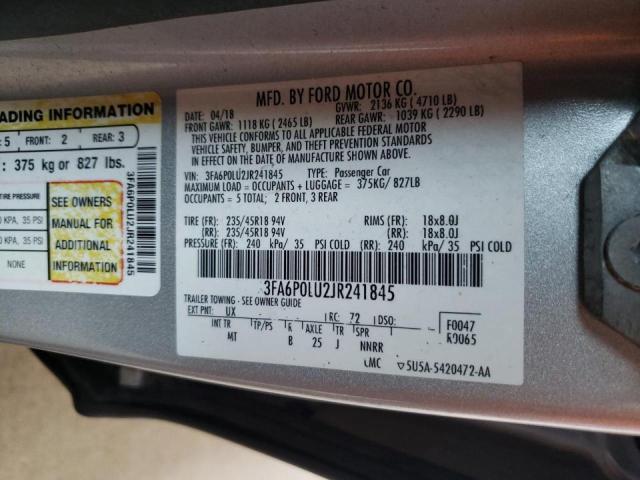 Photo 10 from auction – 2018 FORD FUSION SE with VIN 3FA6P0LU2JR241845