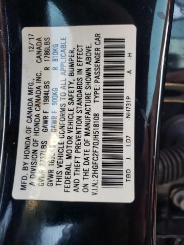 Photo 10 from auction – 2018 HONDA CIVIC EX with VIN 2HGFC2F70JH518108