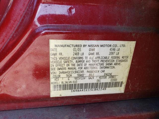 Photo 10 from auction – 2005 NISSAN MAXIMA SE with VIN 1N4BA41E15C842249