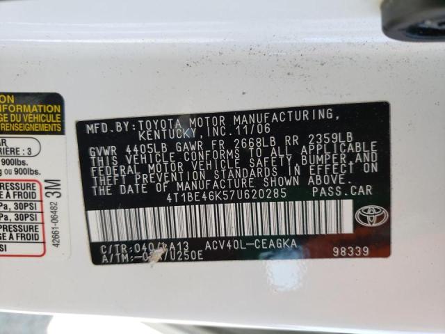 Photo 10 from auction – 2007 TOYOTA CAMRY CE with VIN 4T1BE46K57U620285