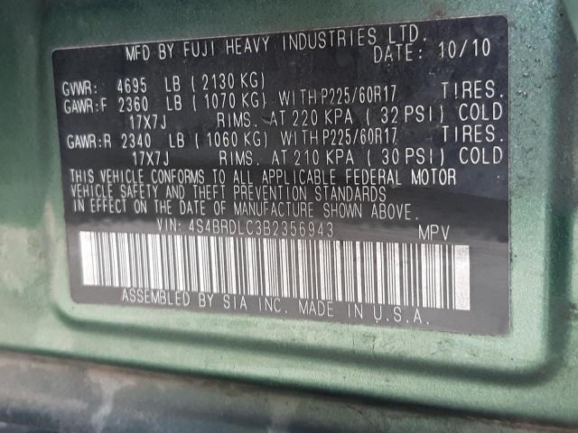 Photo 10 from auction – 2011 SUBARU OUTBACK 3. with VIN 4S4BRDLC3B2356943
