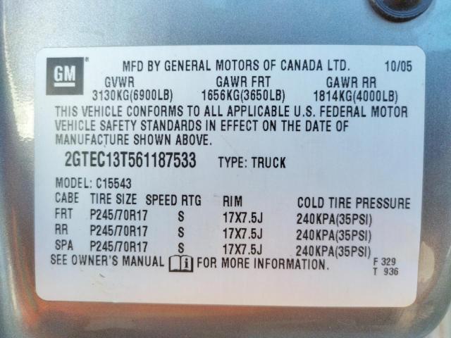 Photo 10 from auction – 2006 GMC NEW SIERRA with VIN 2GTEC13T561187533