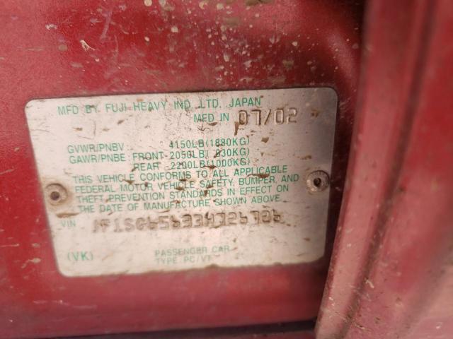 Photo 10 from auction – 2003 SUBARU FORESTER 2 with VIN JF1SG65633H726726
