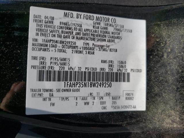 Photo 10 from auction – 2008 FORD FOCUS SE with VIN 1FAHP35N18W249250