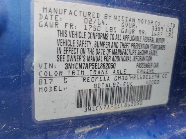 Photo 10 from auction – 2014 NISSAN VERSA S with VIN 3N1CN7AP5EL862050