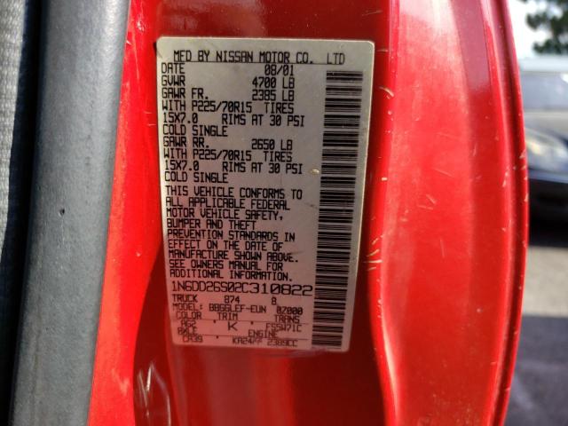 Photo 10 from auction – 2002 NISSAN FRONTIER K with VIN 1N6DD26S02C310822