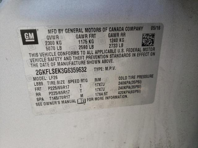 Photo 10 from auction – 2016 GMC TERRAIN SL with VIN 2GKFLSEK3G6359632