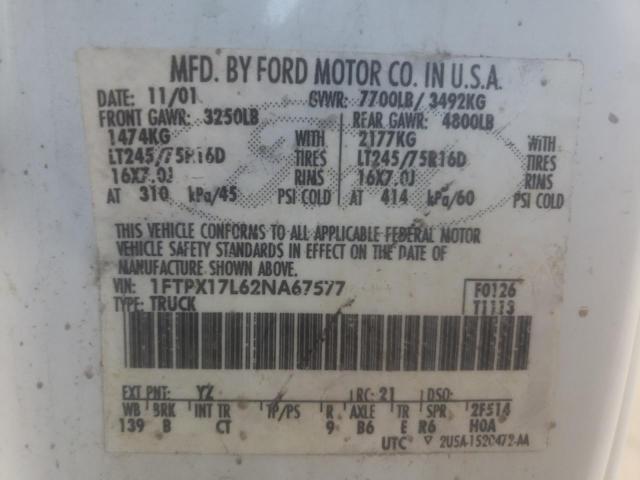 Photo 10 from auction – 2002 FORD F150 with VIN 1FTPX17L62NA67577