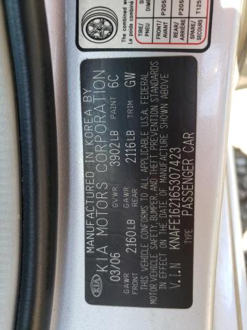 Photo 10 from auction – 2006 KIA SPECTRA5 with VIN KNAFE162165307423