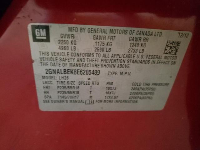 Photo 10 from auction – 2014 CHEVROLET EQUINOX LT with VIN 2GNALBEK8E6205489