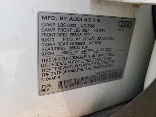 Photo 10 from auction – 2017 AUDI Q7 PREMIUM with VIN WA1LAAF79HD037745