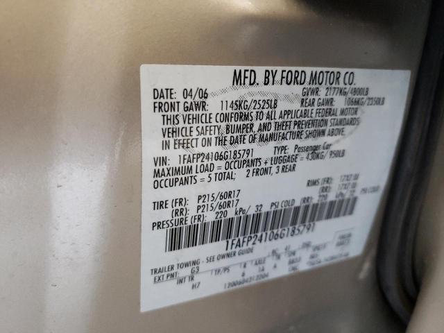 Photo 10 from auction – 2006 FORD FIVE HUNDR with VIN 1FAFP24106G185791