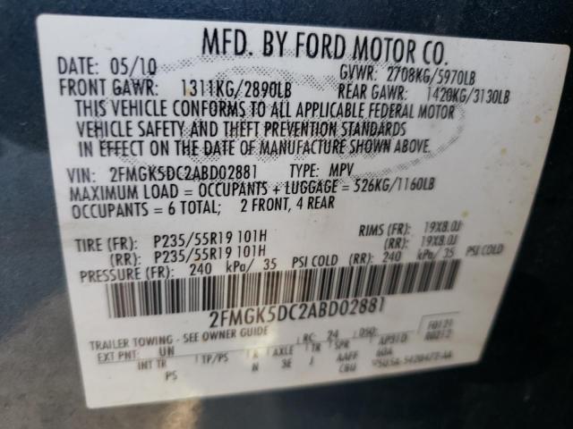 Photo 10 from auction – 2010 FORD FLEX LIMIT with VIN 2FMGK5DC2ABD02881
