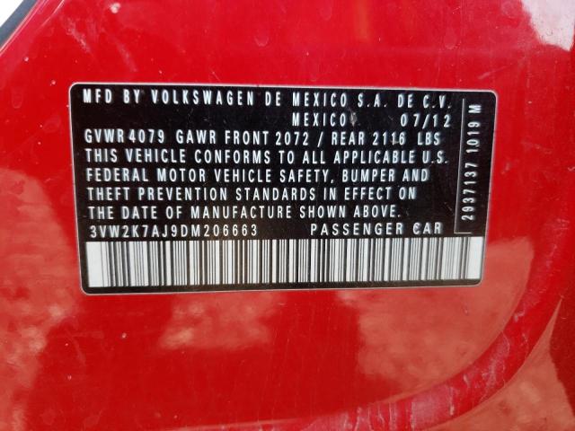 Photo 10 from auction – 2013 VOLKSWAGEN JETTA BASE with VIN 3VW2K7AJ9DM206663