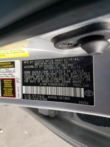 Photo 10 from auction – 2013 TOYOTA CAMRY L with VIN 4T4BF1FK6DR298673