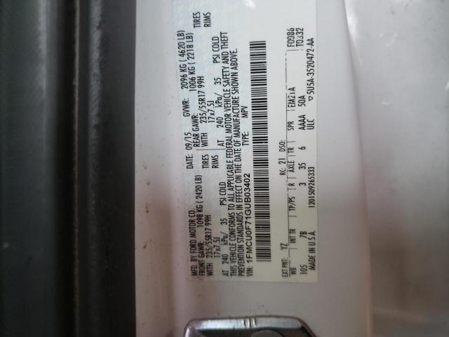 Photo 10 from auction – 2016 FORD ESCAPE S with VIN 1FMCU0F71GUB03402