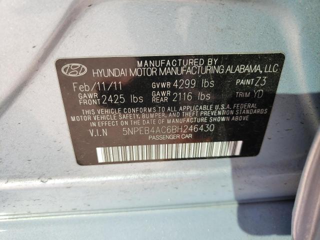 Photo 10 from auction – 2011 HYUNDAI SONATA GLS with VIN 5NPEB4AC6BH246430