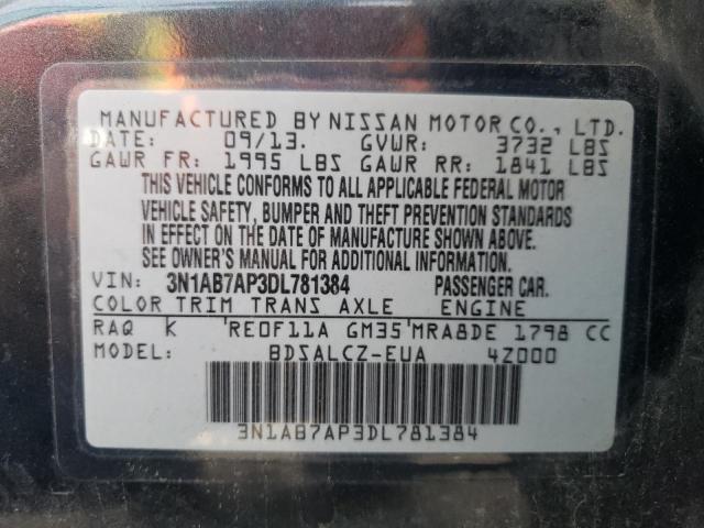 Photo 10 from auction – 2013 NISSAN SENTRA S with VIN 3N1AB7AP3DL781384