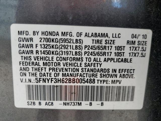 Photo 10 from auction – 2011 HONDA PILOT EXL with VIN 5FNYF3H62BB005488
