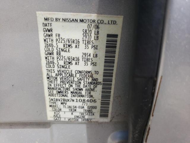 Photo 10 from auction – 2007 NISSAN QUEST S with VIN 5N1BV28UX7N108406