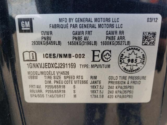 Photo 10 from auction – 2012 CHEVROLET TRAVERSE L with VIN 1GNKVJEDXCJ291169