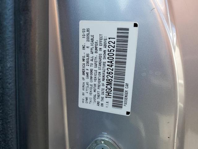 Photo 10 from auction – 2004 HONDA ACCORD EX with VIN 1HGCM82624A005221