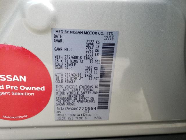 Photo 10 from auction – 2017 NISSAN ROGUE SV with VIN 5N1AT2MVXHC770984