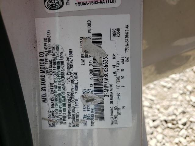 Photo 10 from auction – 2012 FORD FUSION SEL with VIN 3FAHP0JA8CR366353