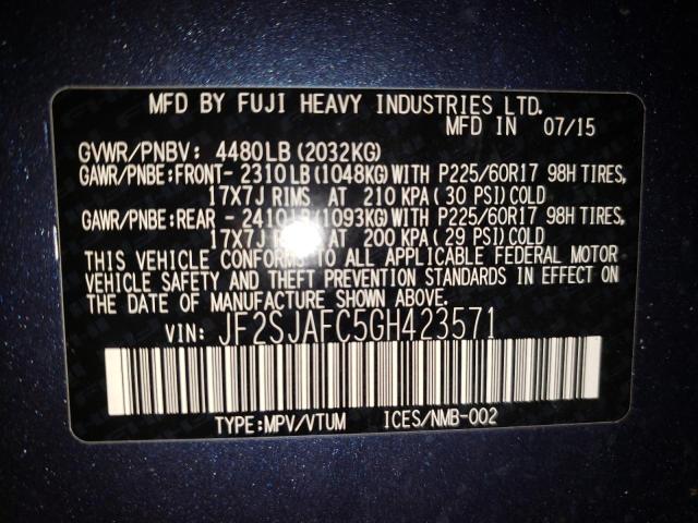 Photo 10 from auction – 2016 SUBARU FORESTER 2 with VIN JF2SJAFC5GH423571