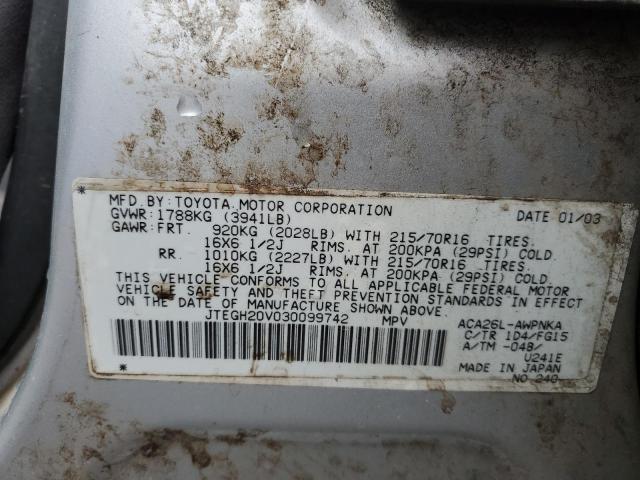Photo 10 from auction – 2003 TOYOTA RAV4 with VIN JTEGH20V030099742