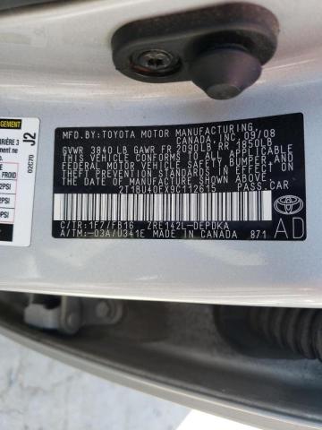 Photo 10 from auction – 2009 TOYOTA CORROLA with VIN 2T1BU40EX9C112615