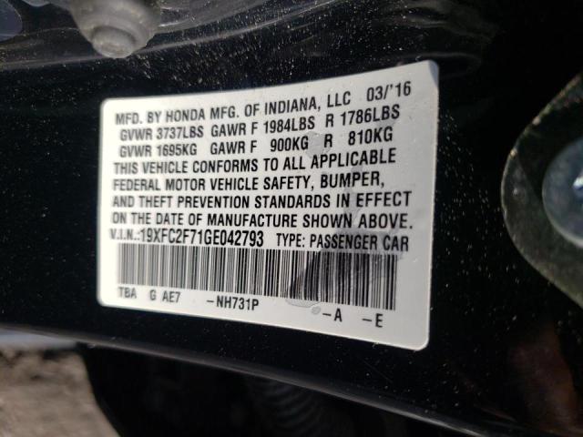 Photo 10 from auction – 2016 HONDA CIVIC EX with VIN 19XFC2F71GE042793