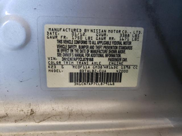 Photo 10 from auction – 2012 NISSAN VERSA S with VIN 3N1CN7AP7CL879168