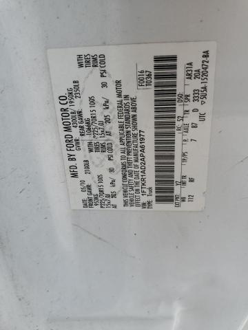 Photo 10 from auction – 2010 FORD RANGER with VIN 1FTKR1AD2APA61977