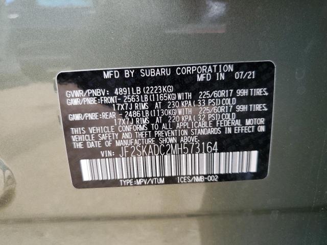 Photo 10 from auction – 2021 SUBARU FORESTER with VIN JF2SKADC2MH573164