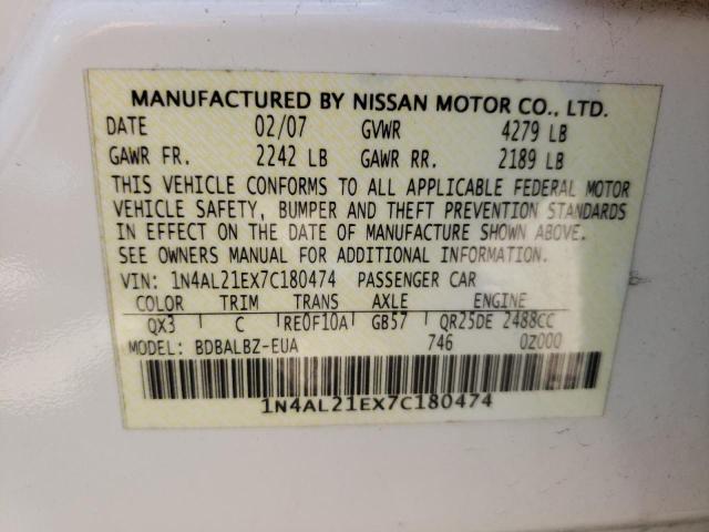Photo 10 from auction – 2007 NISSAN ALTIMA 2.5 with VIN 1N4AL21EX7C180474