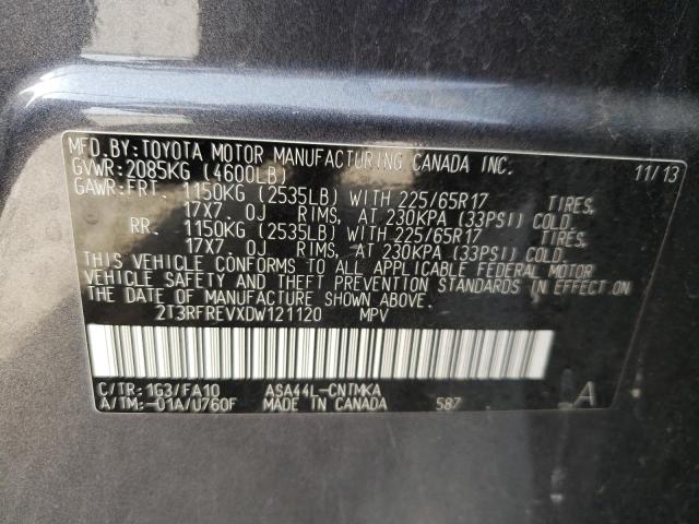 Photo 10 from auction – 2013 TOYOTA RAV4 XLE with VIN 2T3RFREVXDW121120