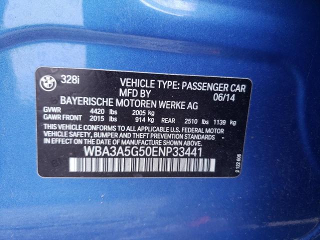Photo 10 from auction – 2014 BMW 328 I with VIN WBA3A5G50ENP33441