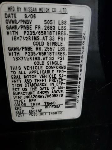 Photo 10 from auction – 2007 NISSAN MURANO SL with VIN JN8AZ08W97W609876