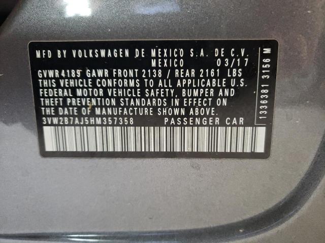 Photo 10 from auction – 2017 VOLKSWAGEN JETTA S with VIN 3VW2B7AJ5HM357358