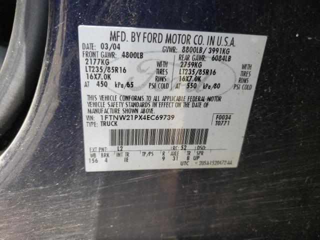 Photo 10 from auction – 2004 FORD F250 SUPER with VIN 1FTNW21PX4EC69739