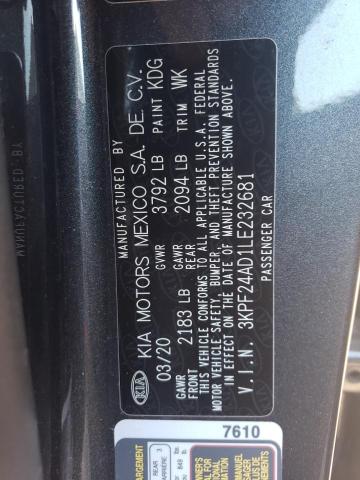 Photo 10 from auction – 2020 KIA FORTE FE with VIN 3KPF24AD1LE232681